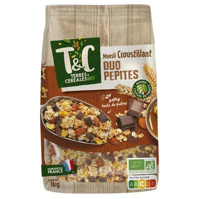 Terres et Céréales Bio Muesli Croustillant Duo Pepites Bio, 1kg