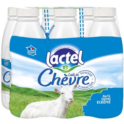 Lactel Lait de chèvre 1/2 écrémé, 6x1l