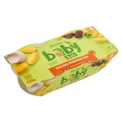 Auchan Baby Bio Hachis parmentier Bio Bol bébé dès 8 mois, 2x200g