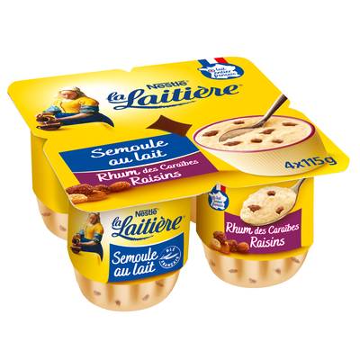 La laitière Semoule Rhum Raisin, 4x115g