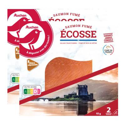 Auchan Saumon Fumé d'ecosse, Lot de 2x65g