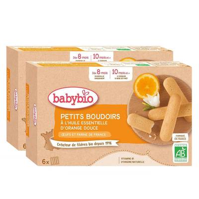 Babybio Petits Boudoirs à l'huile essentielle d'orange douce Bio Bébé Dès 8 mois, Lot de 2x120g