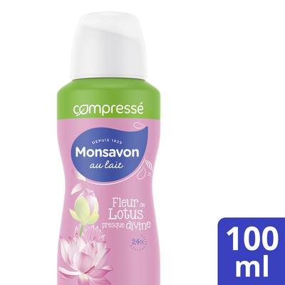 Monsavon Déodorant compressé 24h fleur de lotus presque divine à la pierre d'alun, 100ml