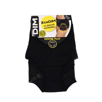Dim Culotte femme taille haute en coton stretch et dentelle Noi, Taille 42