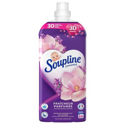 Soupline Adoucissant Concentré 3D Fraîcheur Parfumée Sensoriel Magnolia Lavande, 1,28L