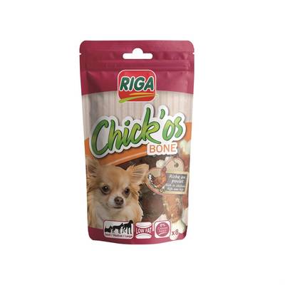 Riga Chick'Os Bone au poulet - Friandise Récompense pour chien, 80g