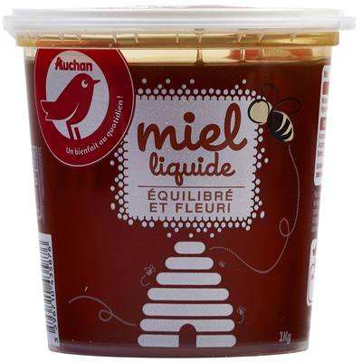 Auchan Miel de fleurs liquide équilibré et fleuri, 1kg