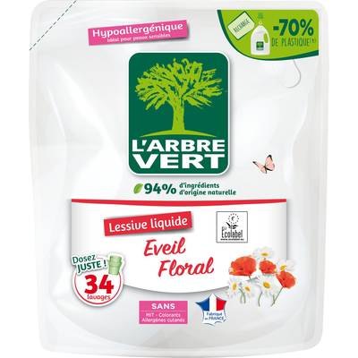 L'arbre Vert Lessive hypoallergénique senteur florale, 1,5L