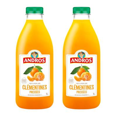 Andros Jus de Clémentines pressées, Lot de 2x1L