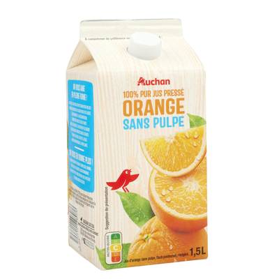 Auchan Pur Jus d'Orange Sans Pulpe, 1,5l