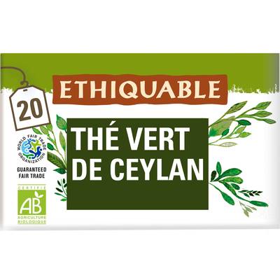 Ethiquable - Commerce Equitable Thé vert Bio du Vietnam - 20 sachets, 36g