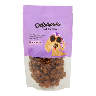 Delamour Sachet Pépites Bouchées Poulet Myrtilles Friandise Récompense pour chien, 150g
