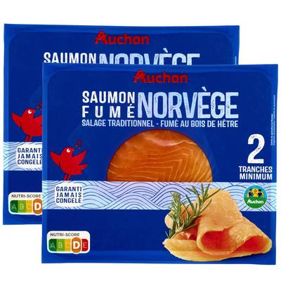 Auchan Saumon Fumé de Norvège, Lot de 2x65g