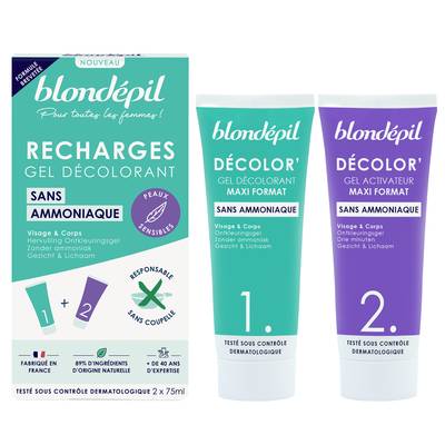 Blondepil Gel Décolorant Recharges Visage Et Corps Sans Ammoniaque, 2x75ml