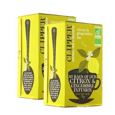 Clipper Infusion Citron Gingembre Bio, Lot de 2x50g