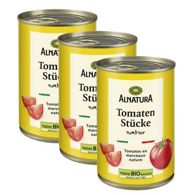 Alnatura Tomates en Morceaux Nature Bio, Lot de 3x400g