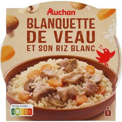 Auchan Blanquette de veau et riz micro-ondes, 300g