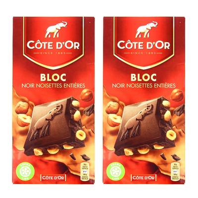 Côte d'Or Chocolat noir noisettes entières, 2x180g
