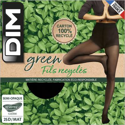 Dim Collant semi opaque 100 % fil recyclé Green Noir 25D, Taille 3