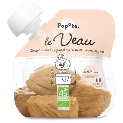 Popote Veau Bio Gourde Bébé Dès 4/6 mois, 60g
