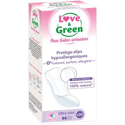 Love & Green Protège-slips hypoallergénique incontinence, 28 Protège Slip