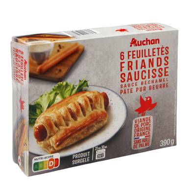 Auchan Feuilleté à la saucisse de Strasbourg sauce béchamel, 390g