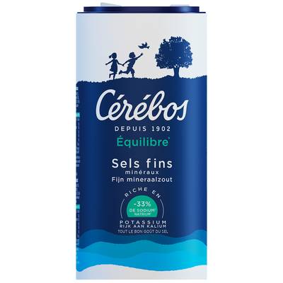 Cérébos Sel Fin Equilibre -33% de sodium en moins, 350g