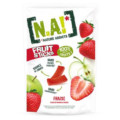 N.A! Nature Addicts Sticks de fruits fraise, 40g