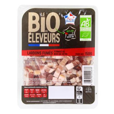Bonjour Campagne Lardons Fumés, Bio, 150g