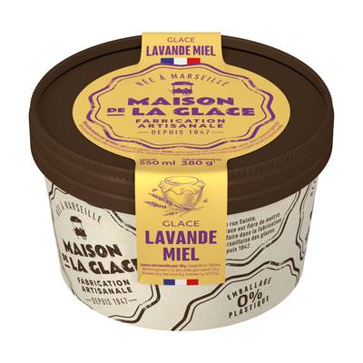 Maison de la Glace Glace artisanale Crème Glacée Lavande Miel, 500g
