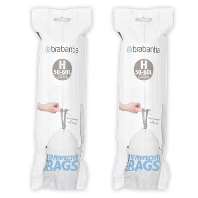 Brabantia Sacs poubelle 50-60L - Taille H, Lot de 2x10 sacs de 50-60L - Taille H