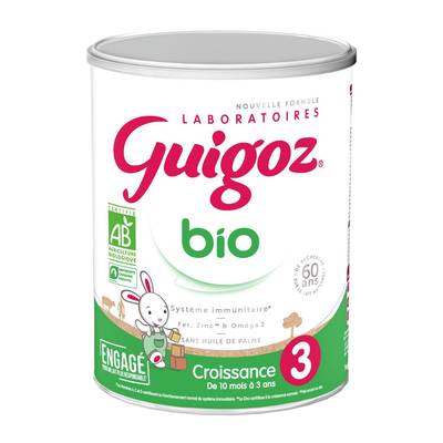 Guigoz Lait de Croissance Bio 3 en Poudre Bébé Dès 10 mois, 800g