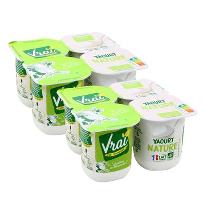 Vrai Yaourt Nature, Bio, 2 packs de 4x125g