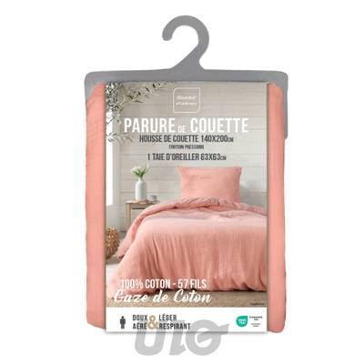 Douceur D Interieur Parure de lit double gaz de coton Angelia Rose, 140 x 200  cm