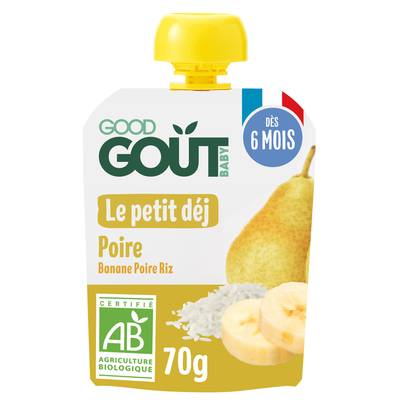 Good Goût Petit Déj Poire Bio Gourde Bébé Dès 6 mois, 70g