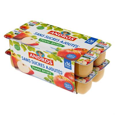 Andros Compote de pomme sans sucre ajouté, 16x100g