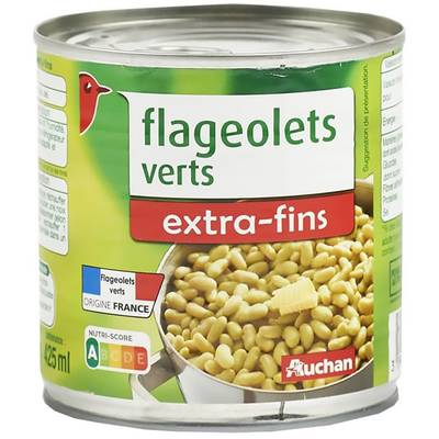 Auchan Flageolets verts extra fins, 265g