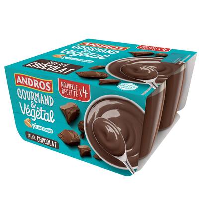 Andros Gourmand et Végétal Dessert végétal chocolat amande, 4x100g