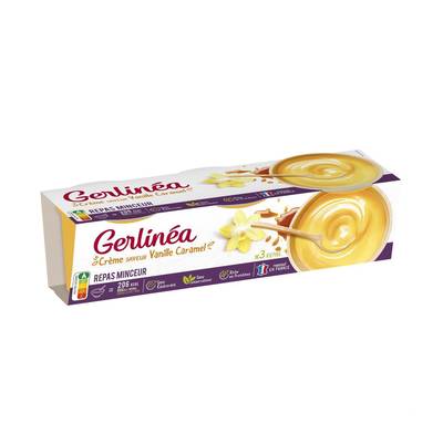 Gerlinéa 3 Coupelles crème saveur vanille caramel -43% de sucres en moins, 3x210g