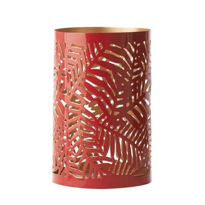 3065874327179 - Devineau - Photophore tropical métal rouge intérieur or