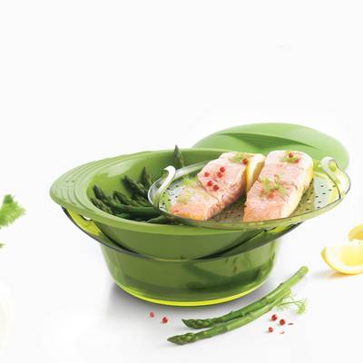 Mastrad Cuit-vapeur - Panier verre, Plateau, couvercle