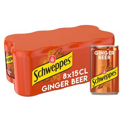 Schweppes Boisson gazeuse ginger beer non alcoolisée, 8x15cl