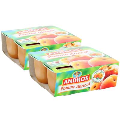 Andros Compote pomme abricot, 2 packs de 4x100g