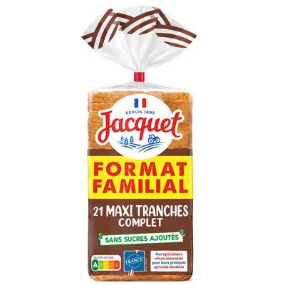 Jacquet Pain de Mie Complet Maxi Tranches, 21 tranches - 825g