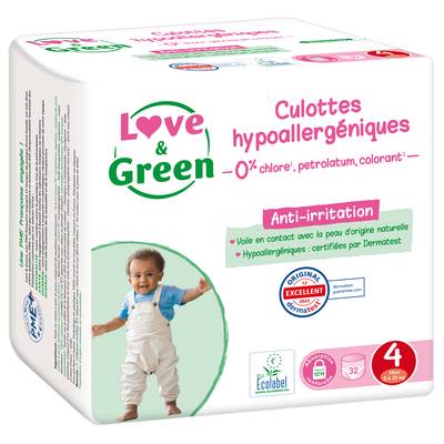 Love & Green Couches-Culottes Écologiques T4 8 à 15 kg, 32 couches