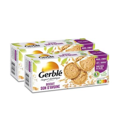 Gerblé Fibres 24 Biscuits au Son d'Avoine - 46% de sucres en moins, Lot de 2x144g