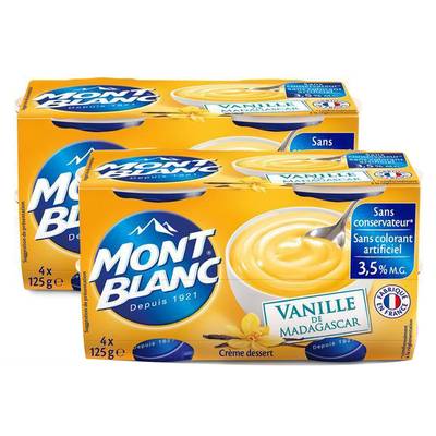 Mont Blanc Mini vanille, 2 paquets de 4x125g