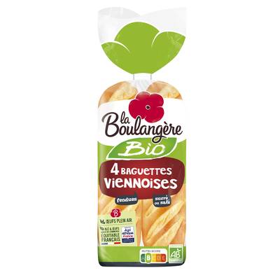 La Boulangère Viennoises Bio, 4 baguettes - 340g
