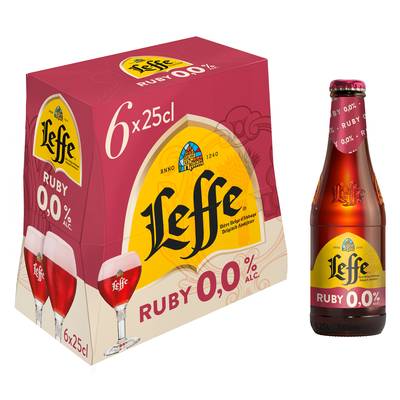 Leffe Ruby Bière d'Abbaye aux fruits rouges 5°, 6x25cl