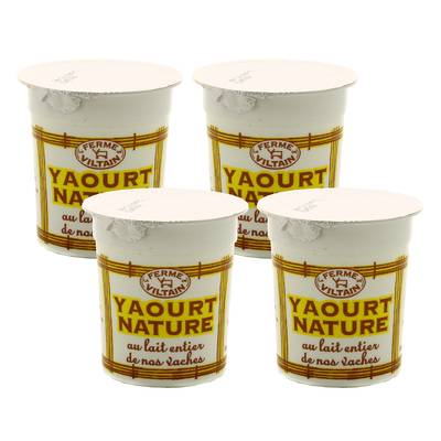 Ferme de Viltain Yaourt Nature au Lait Entier, 4x125g